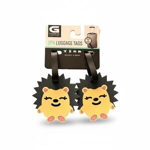 G/FORE Hedgehog Luggage Tags - Black and Yellow with Pink Accents